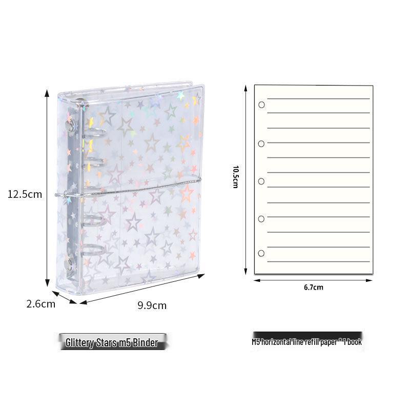 Mini M5 Transparent Notebook with Candy Color Loose-Leaf, Blank, Lined, Grid, and Vertical Pages