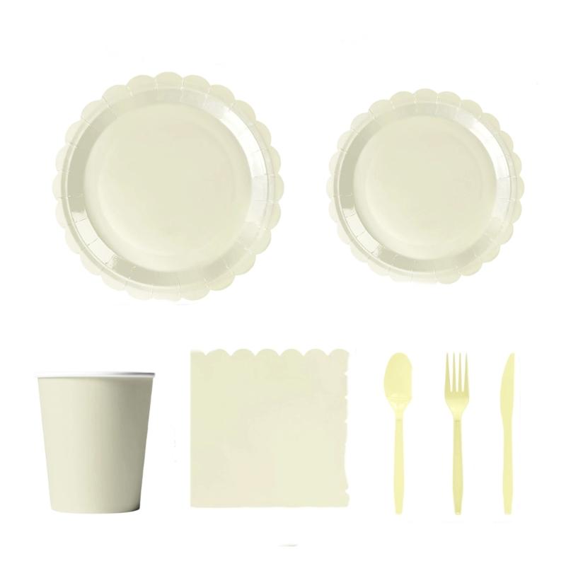 25Pcs Colorful Paper Paper Plates Cups Napkins Cutlery Set Party Dinnerware Supply for Kid Birthday Baby Showers Party