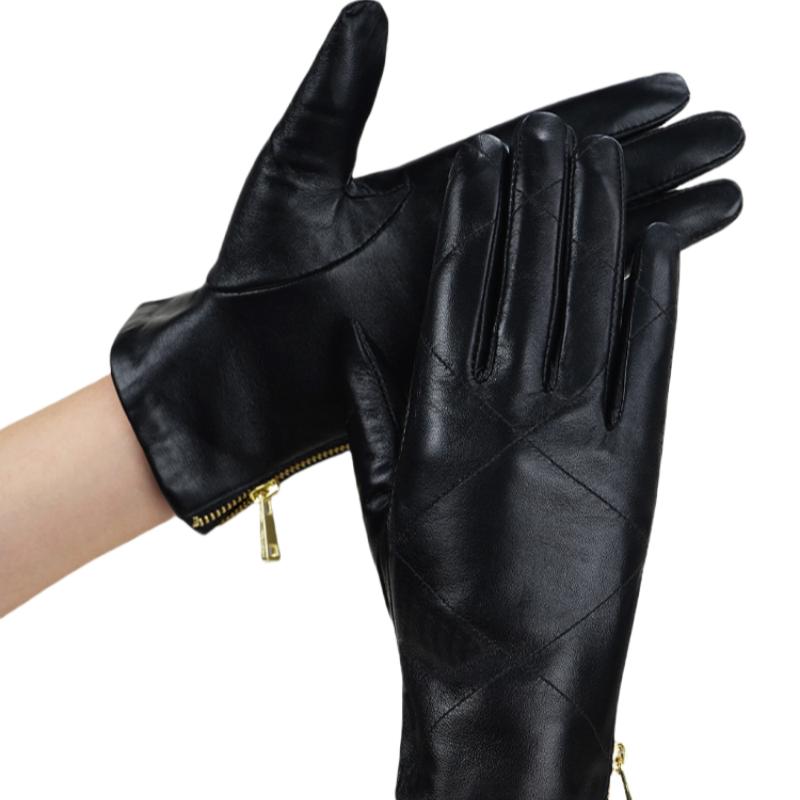 

Элегантные женские перчатки из натуральной овчины, перчатки из натуральной кожи, осенне-зимние перчатки, модные женские короткие перчатки L