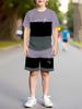 2026 Sommer Lässige Jungen T-Shirts Sets Rundhals Paris Buchstabe 3D Gedruckte Shorts Sport Zweiteiliges Anzug Outdoor Kinderkleidung