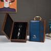 Single/Double Leather Box Wine Bottle Box Luxury Handle Wooden  Organizer Gift Wood Wine Holder for 2 Red Wine Packaging