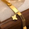 Free Engraving Stainless Steel Custom Bracelets Name Date Gold Color Heart Butterfly Shape For Baby Child's Birthday Gift