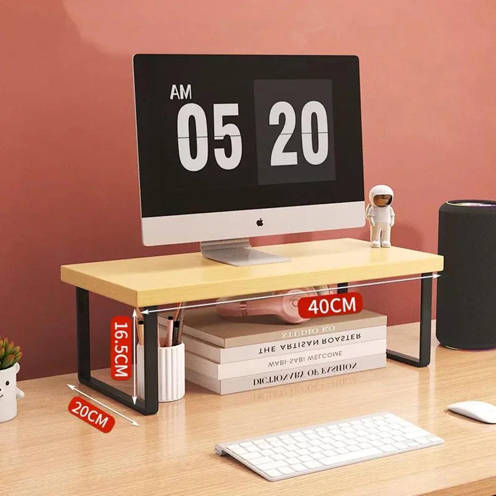 Monitor Computer Stand Rack Laptop Bracket Desktop Shelf Wooden Workbenches Holder Organizer for Home Office Table Accessories