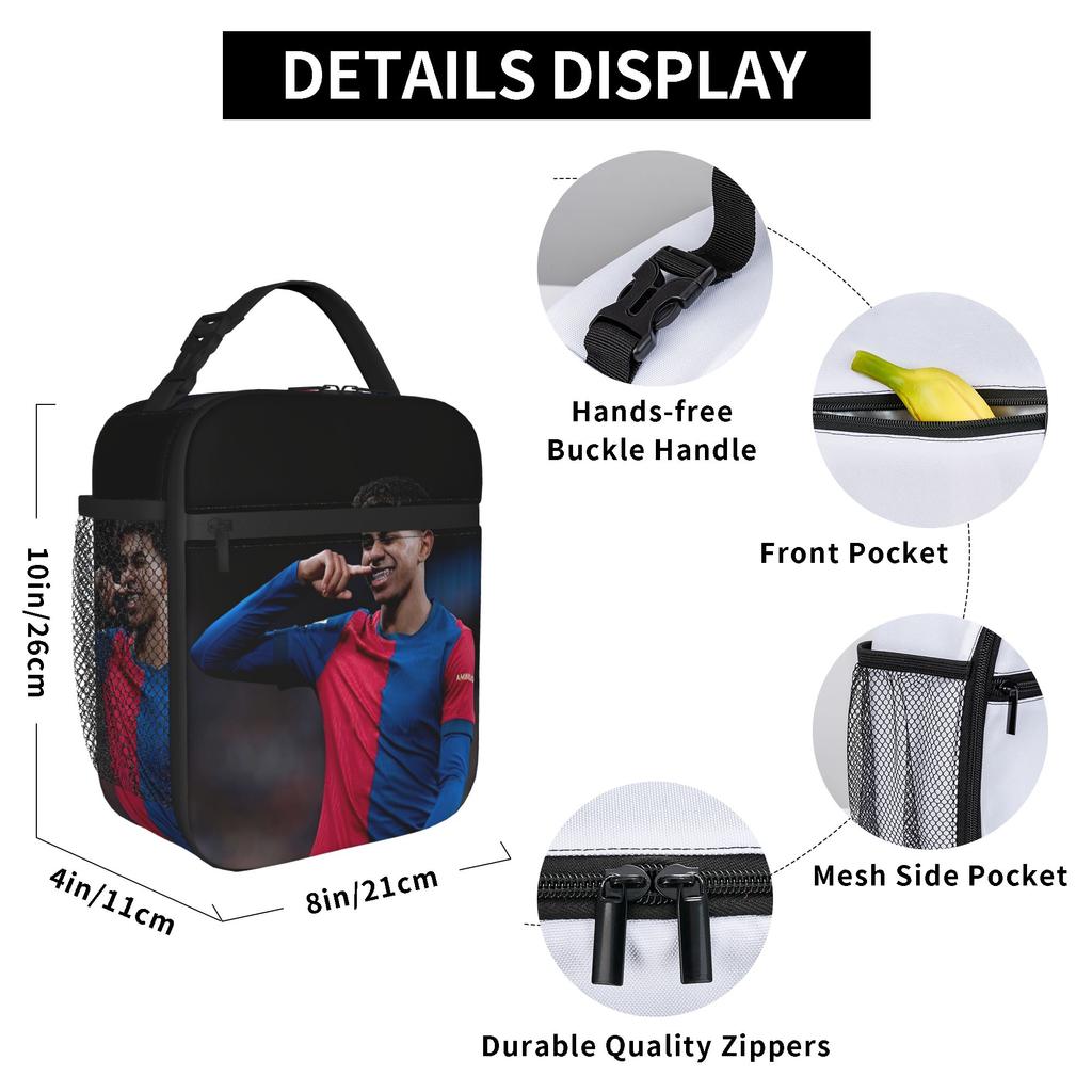 Lamine Y-Yamal Insulated Lunch Bag Thermal Bag Reusable,Lunch Container Football Soccer High Capacity Tote Lunch Box Bento Pouch
