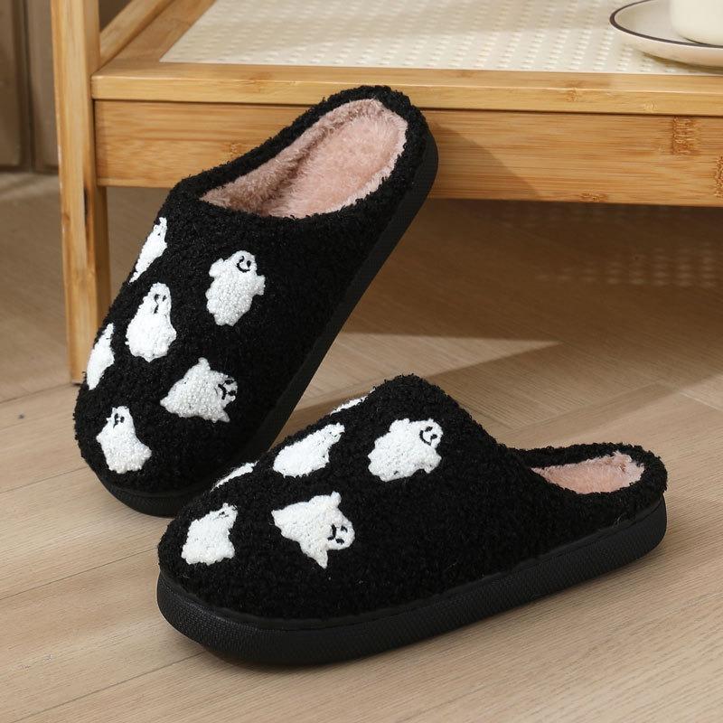 New Halloween Skull Cartoon Warm Winter Slippers Men and Women Couples Home Indoor Cotton Slippers