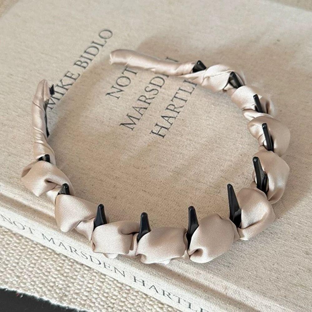 Adjustable Wrapped Hair Hoop Comfortable Toothed Headband Women's Satin Hairband  Daily Wear