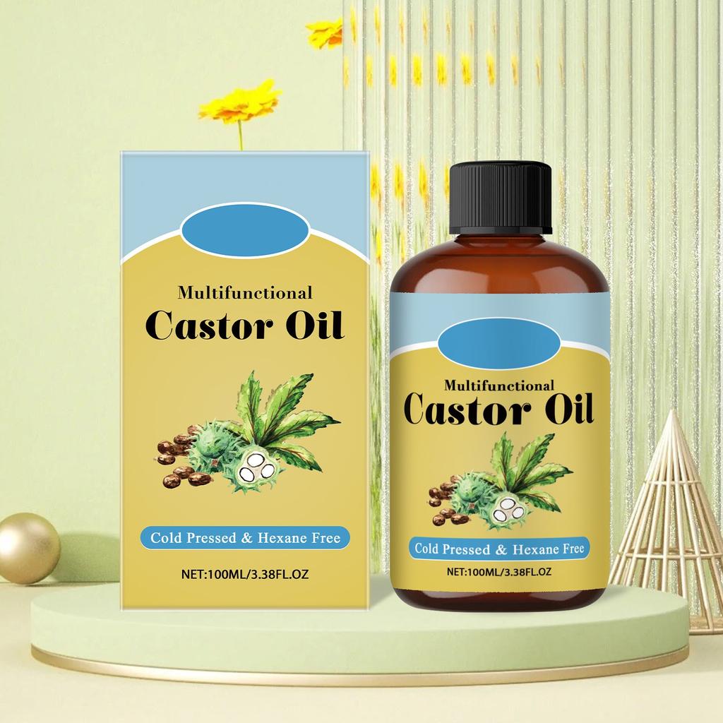 Castor Oil Hair Growth, Promotes Hair Growth, Making Hair, Eyelashes And Eyebrows Thicker And Fuller. Skin Moisturizer 100ml