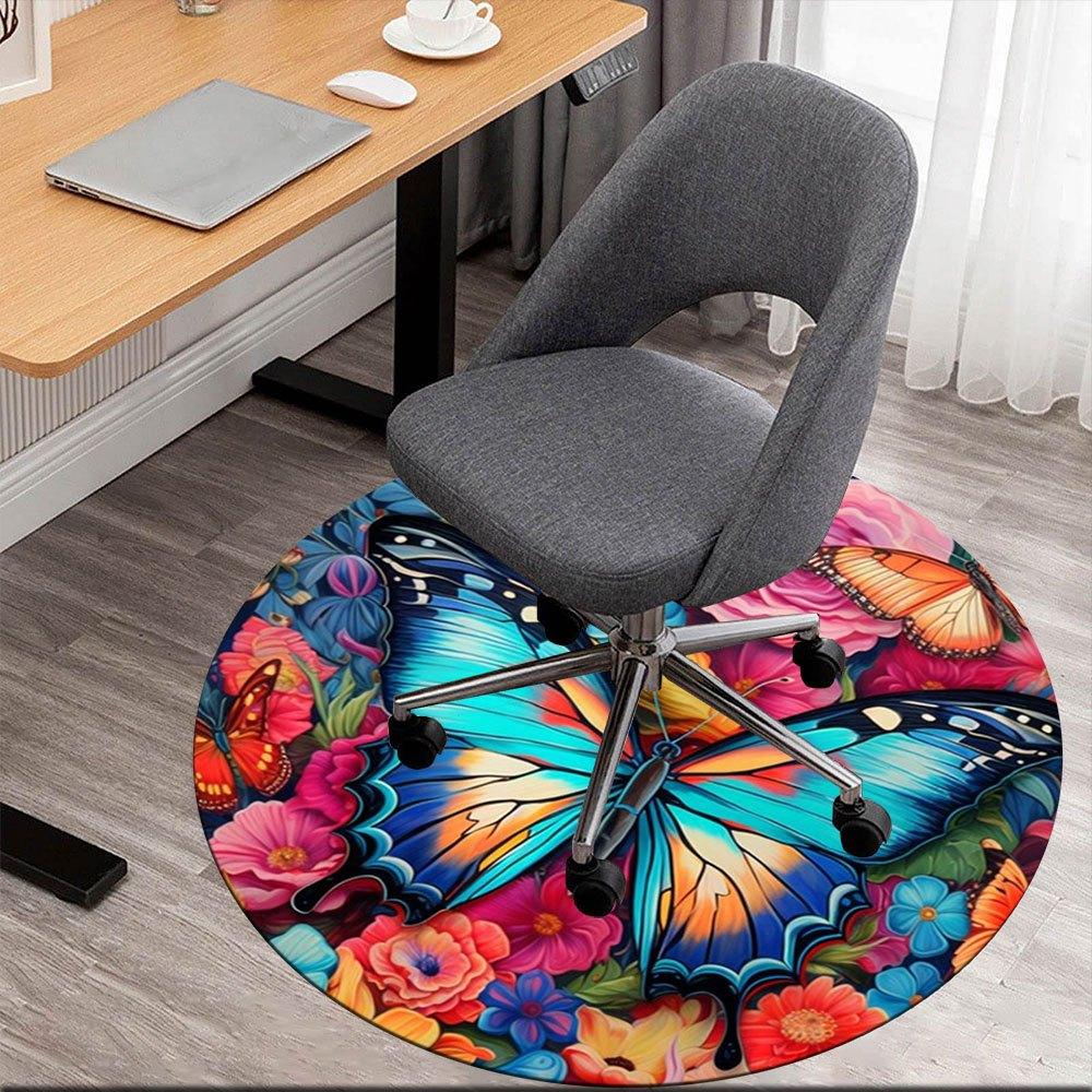 

Colorful Butterfly Garden Fabric Panel - Vibrant Floral Wall Art for Home DecorRound Non-Slip chair mat chair carpet for office Rugs for Office Decor 80cm by 80cm