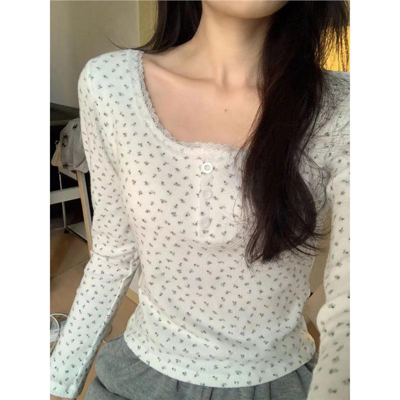 

Women s Slim Velvet Floral Long-Sleeve T-Shirt - Warm Autumn/Winter Base Layer L бежевий