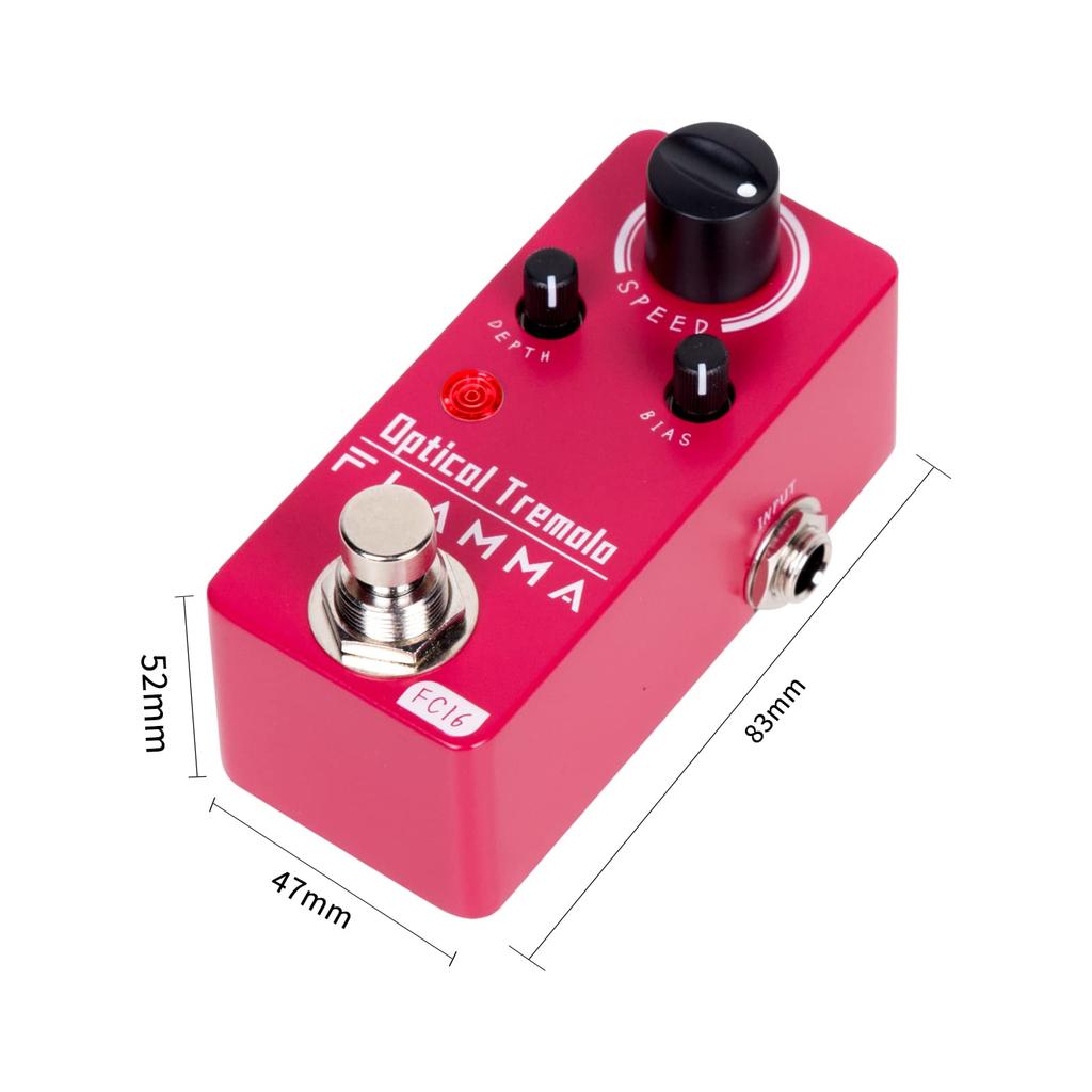 FLAMMA FC16 Optical Tremolo Guitar Effects Pedal with Wide Range Speed and True Bypass Red Depth, Tremolo,
