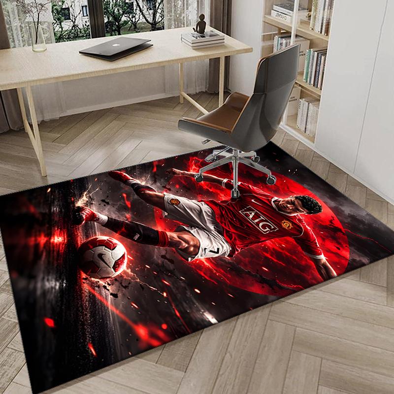 1PC Man United Soccer Action Rug Game Carpet, Floor Mat for Bedroom Living Room Entryway Rug, Home Decor Idea Gift for Christmas birthday