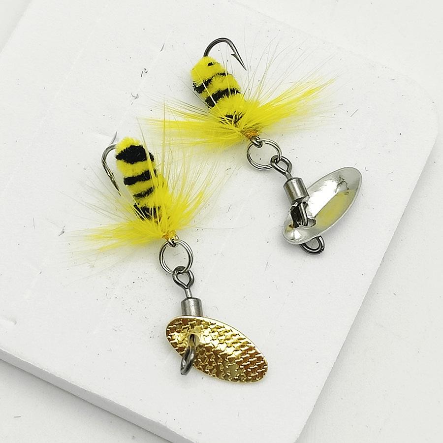 Double Hook Mosquito Lure Set: Rotating Watermelon Sequin Minnow and Whitebait Spinner.