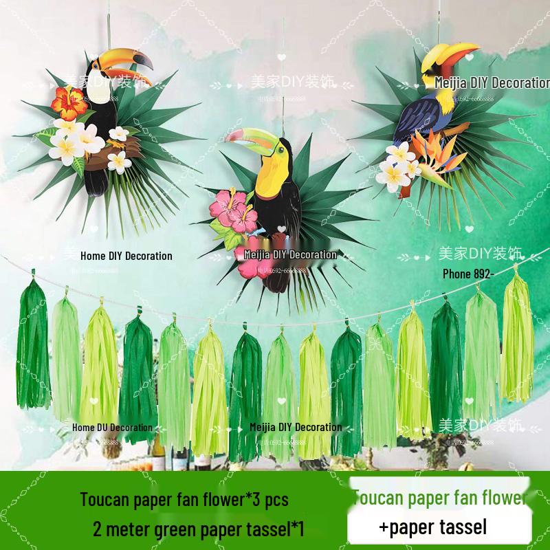 Spring Tropical Fruit Party Ceiling Decorations: Pineapple, Strawberry, Apple, and Grape Honeycomb Balls