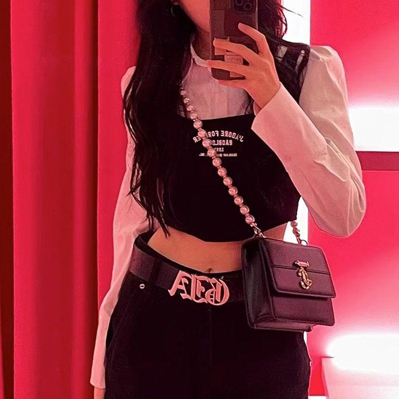 Badblood South Korea Sexy Sexy Vest Camisole Silm Short Letter Embroidered Top Sleeveless Zipper Women's Clothing