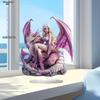 Bohemian Purple Dragon Fairy Acrylic Figurine for Home Bedroom Cafe Table Ornament, Gift for Teens & Women, Christmas Decor, Nurseries