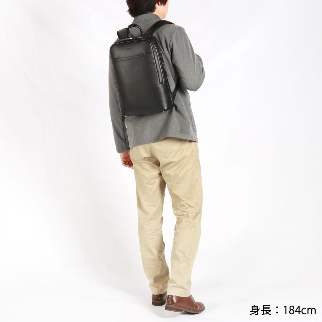 Ultima Men's Water-Repellent Cowhide Leather Slim Business Backpack, Fits B4 Size and 14.0-inch Laptops, "Ivano" No. 11961