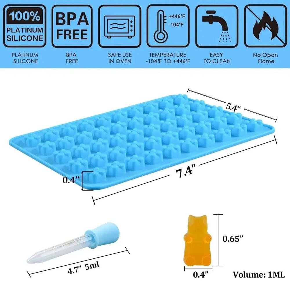 50 Gniazd Forma Silikonowa na Żelki w Kształcie Misia Słodkie Formy na Galaretkę w Kształcie Misia Cukierki Czekolada Fondant Tacki z Zakraplaczem DIY Narzędzia do Dekoracji Pieczenia
