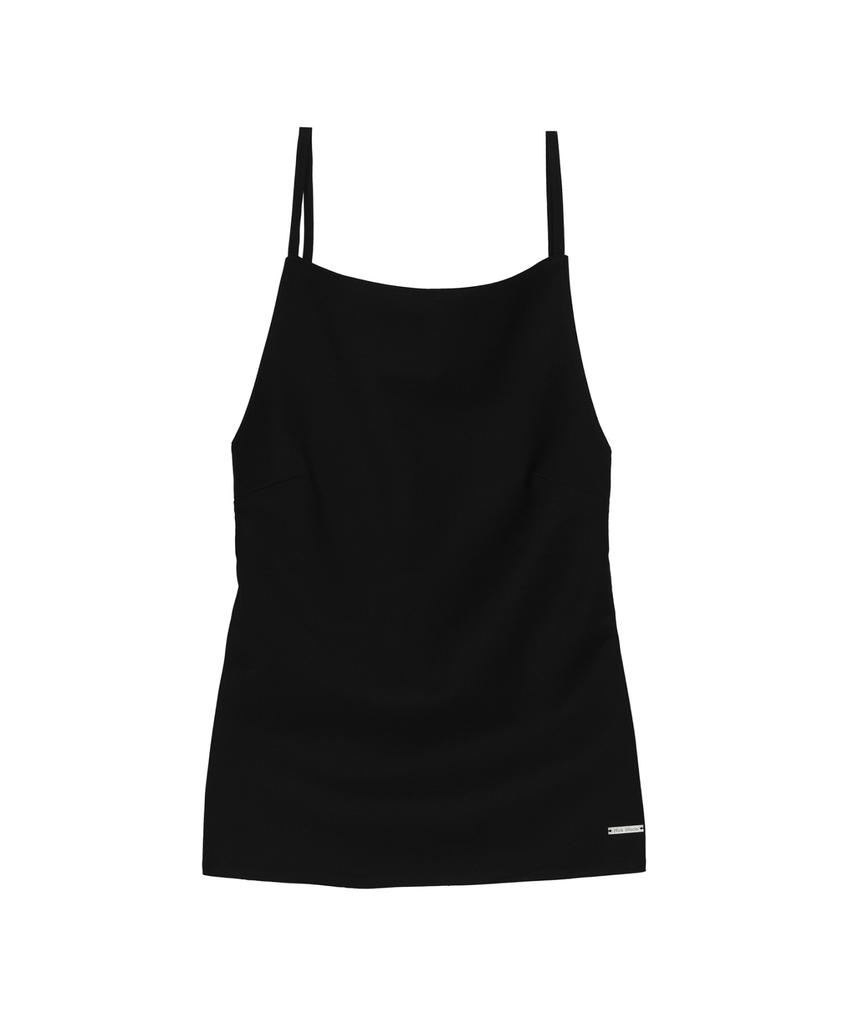 Nigaennikol Back Open Sleeveless Top_Black
