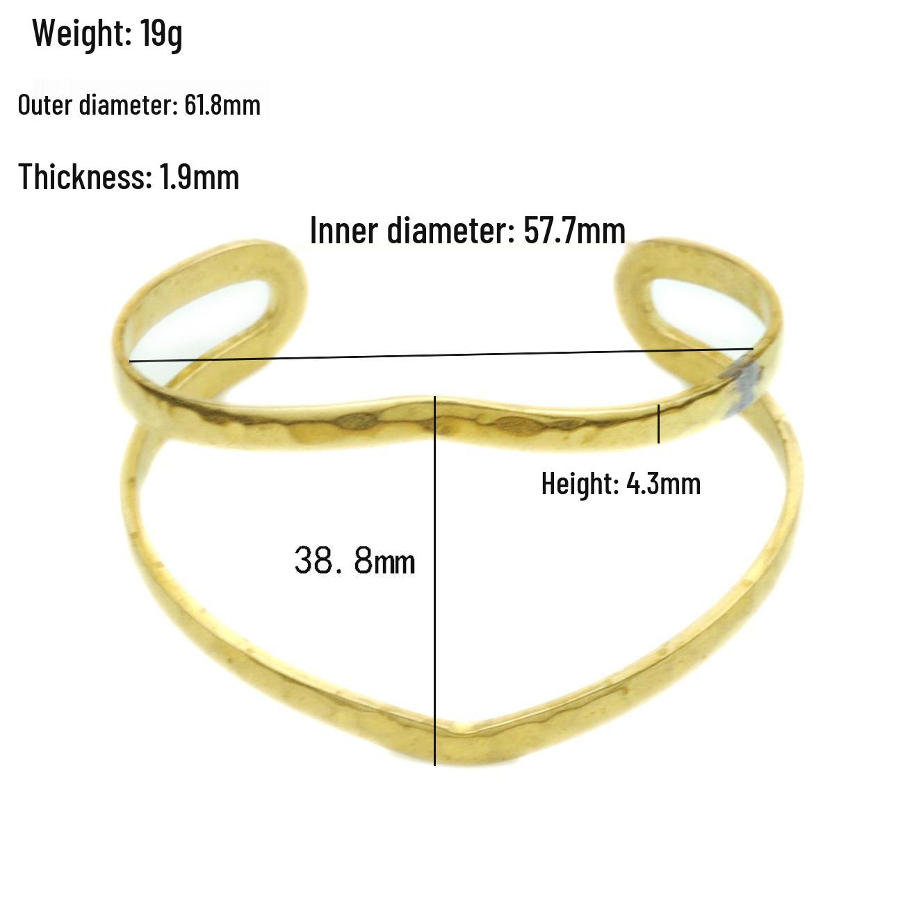 Embossed Half-Open Brass Bracelet - European  American Style Jewelry
