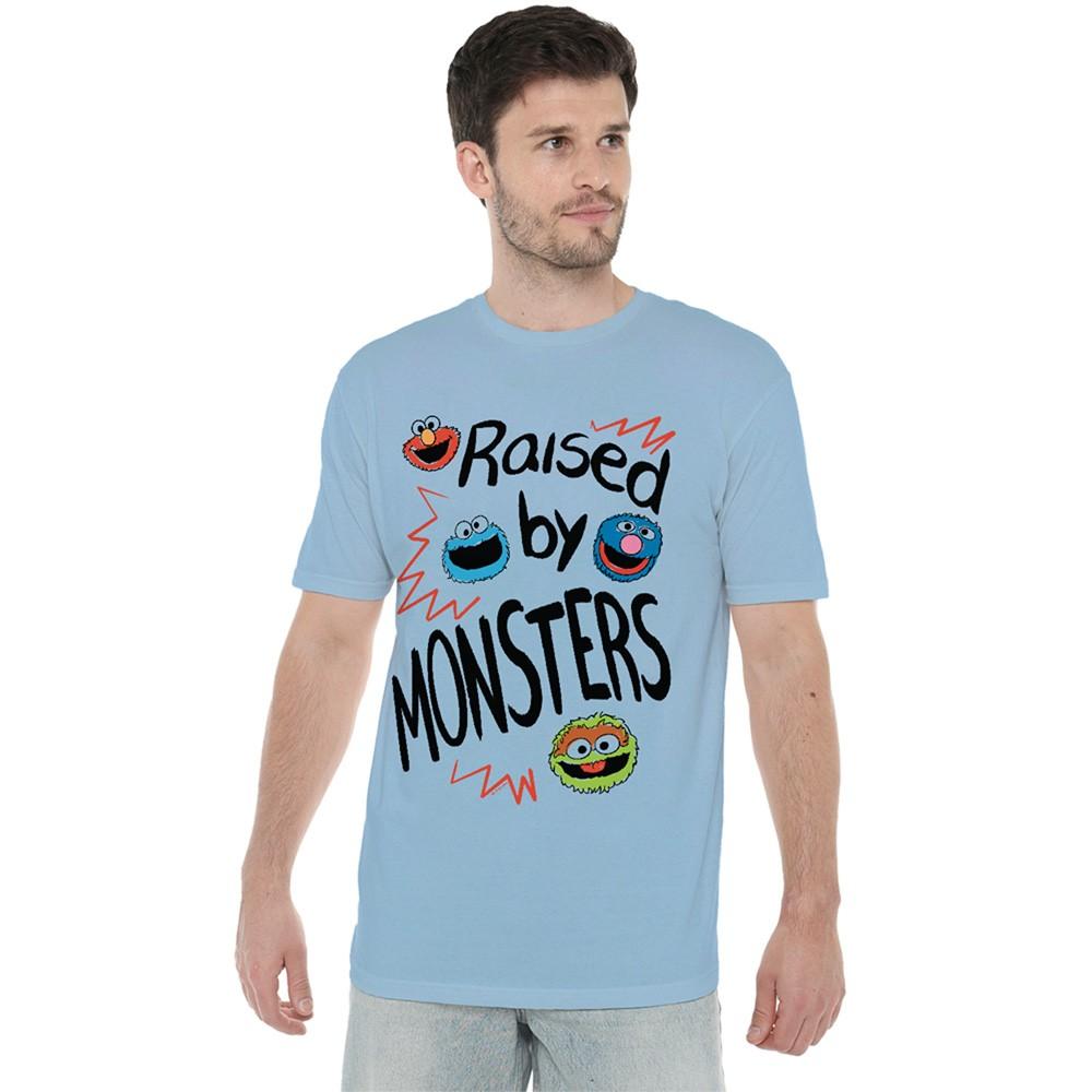 Sesame Street Raised By Monsters T-Shirt S-3XL Light Blue