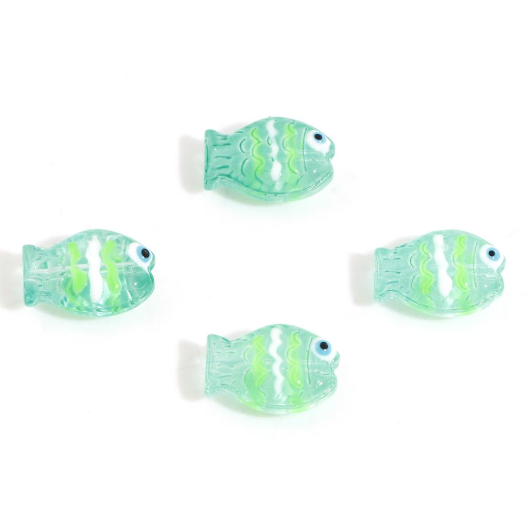 5 PCs Lampwork Glass Beads Ocean Jewelry Beads For DIY Charm Jewelry Making Fish Animal Multicolor AB Rainbow Color  14mm X 10mm