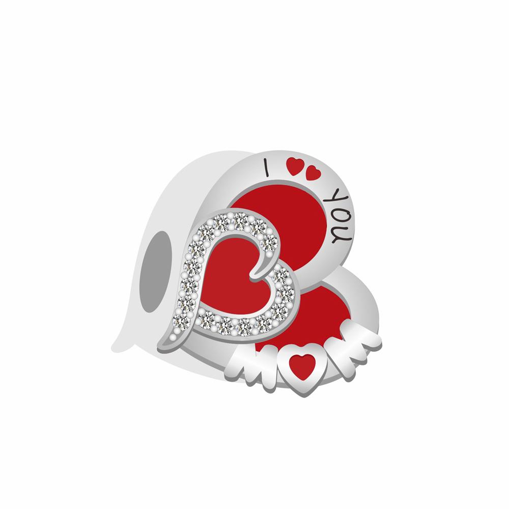 Red Series 925  Silver Camera Apple Heart-Shaped Koi Firecracker God Wealth Charm Fit DIY Bracelet Necklace Party Gifts