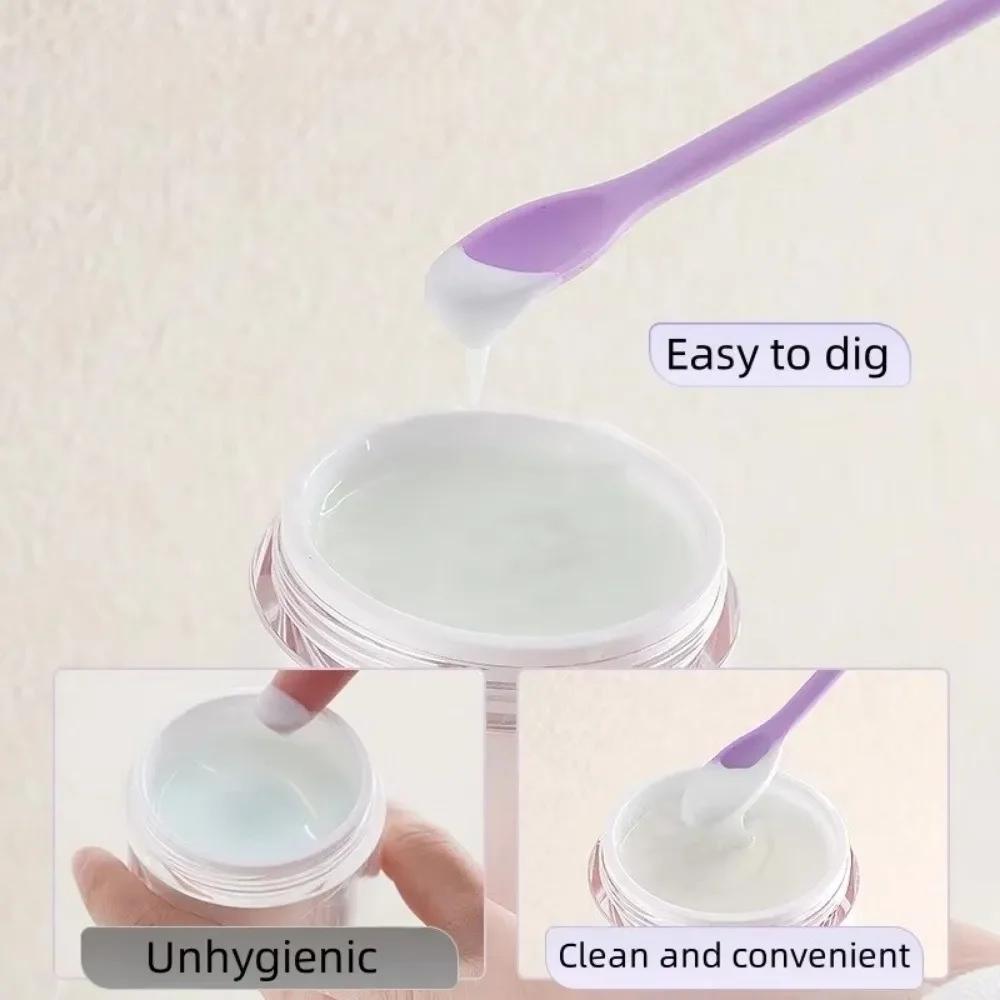 3pcs Portable Mini Silicone Scraper Double-head Lengthened Cosmetic Digging Spoon Soft Face Mask Brush Makeup Brushes Set