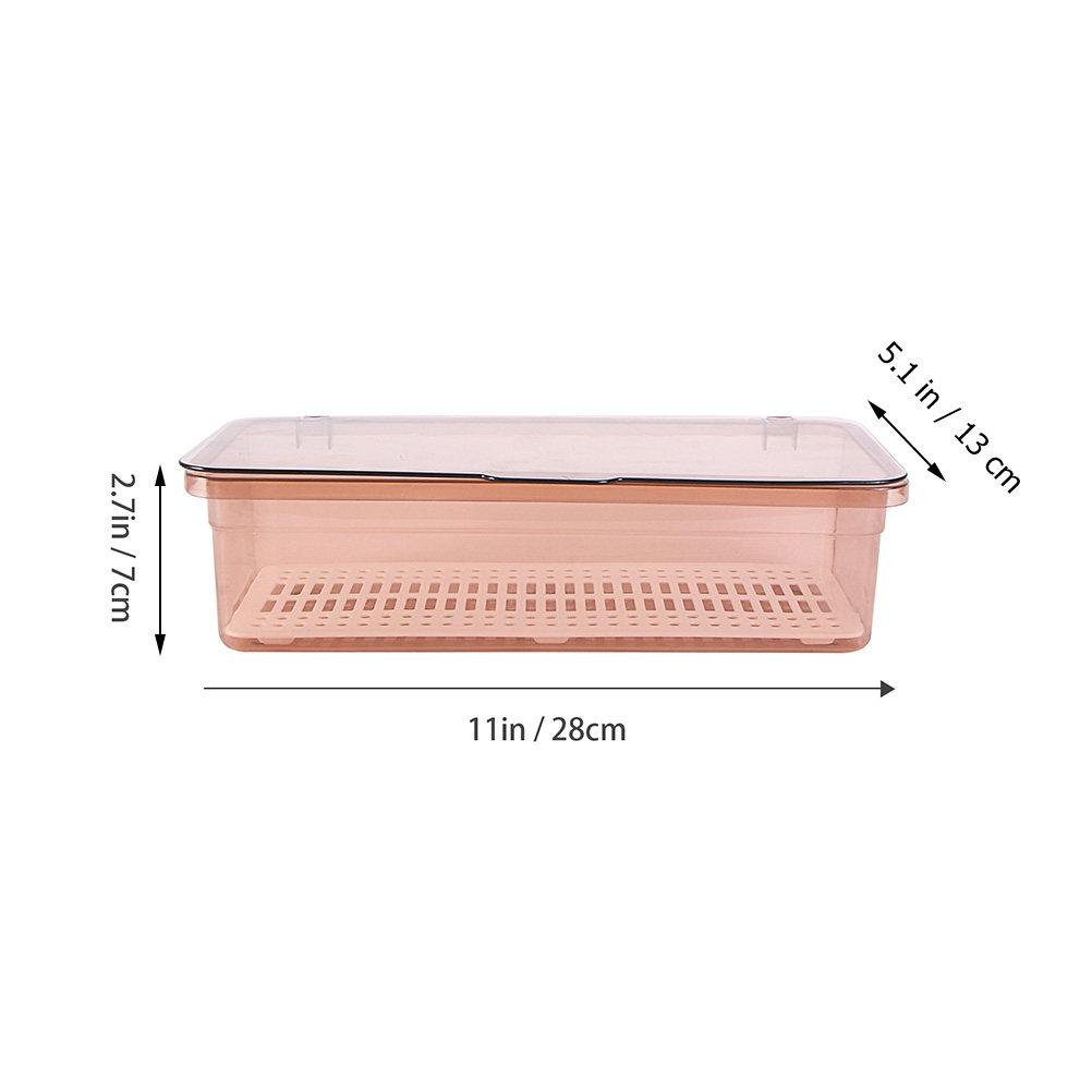 2Pcs Chopstick Storage Box PP Material Large Capacity Kitchen Utensil Container with Drainage Holes Stackable Space Saving