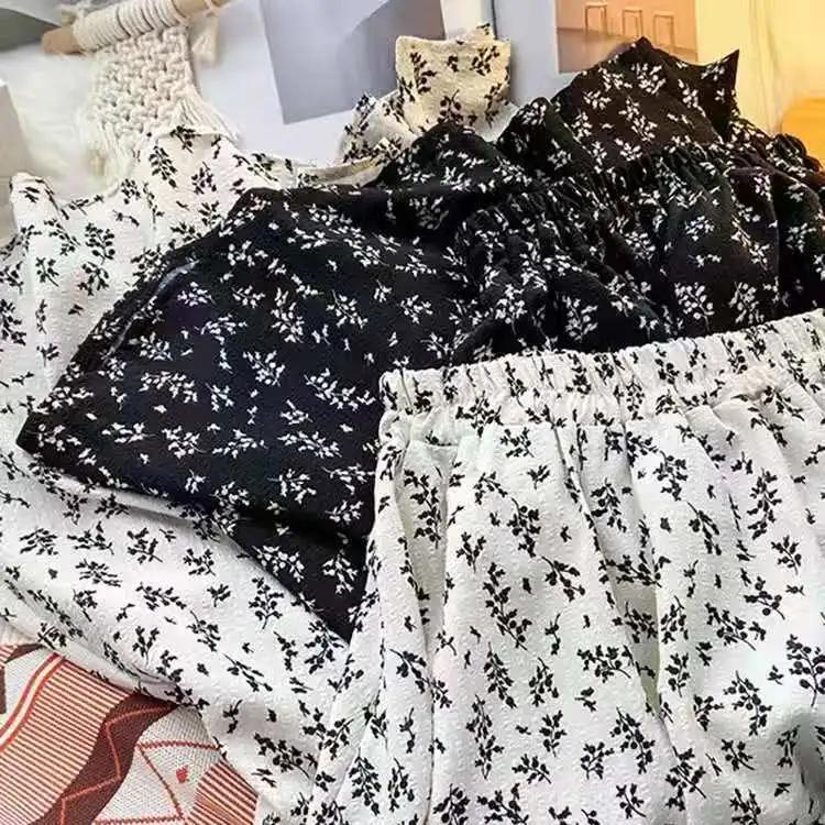 Dámská jarní/letní retro květinová půl délky s vysokým pasem, střední délka, svěží a elegantní áčková sukně