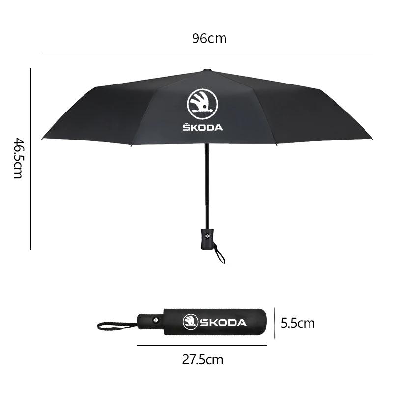 2025 New Car Emblem Fully Automatic Folding Umbrella Sunscreen Parasol For Skoda Octavia Mk3 Fabia Yeti Kamiq Kodiaq Karoq Rapid