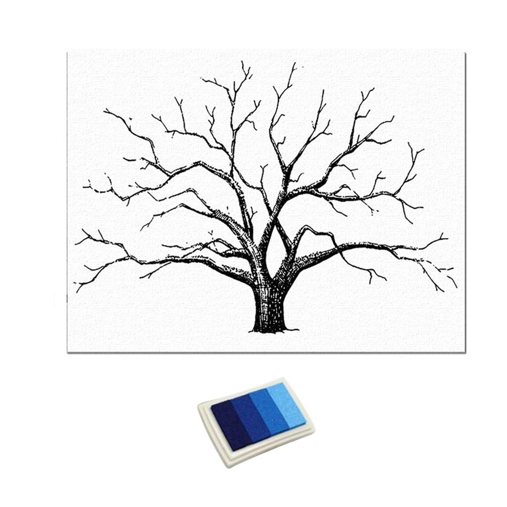 Guest Sign In Book With Ink Pad, Fingerprints Tree