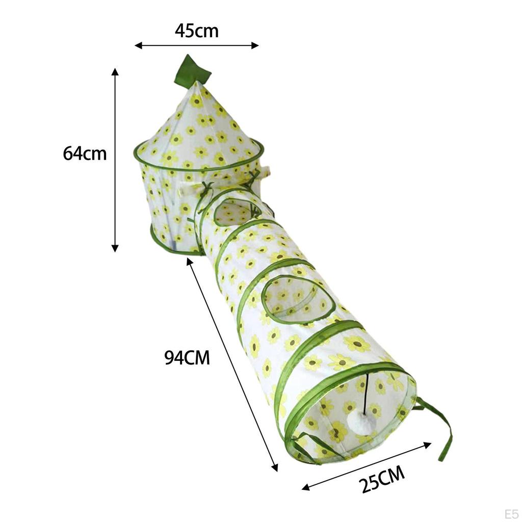 Cat Play Tunnel, Tubular Tent with Ball, Expandable Hideout, Foldable for Ferrets,