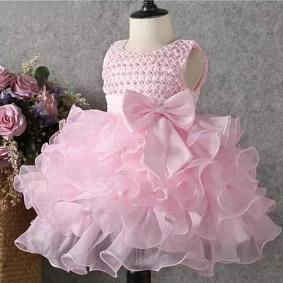 Baby Girl Princess Dress Pearl Infant Toddler Girl Vintage Vestido Party Birthday Ball Gown Baby Clothes