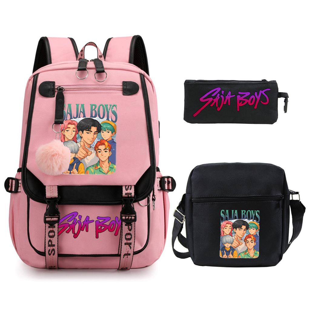 K-Pop Anime Cartoon Portable Shoulder Backpack Student Leisure School Bag Three-Piece Set