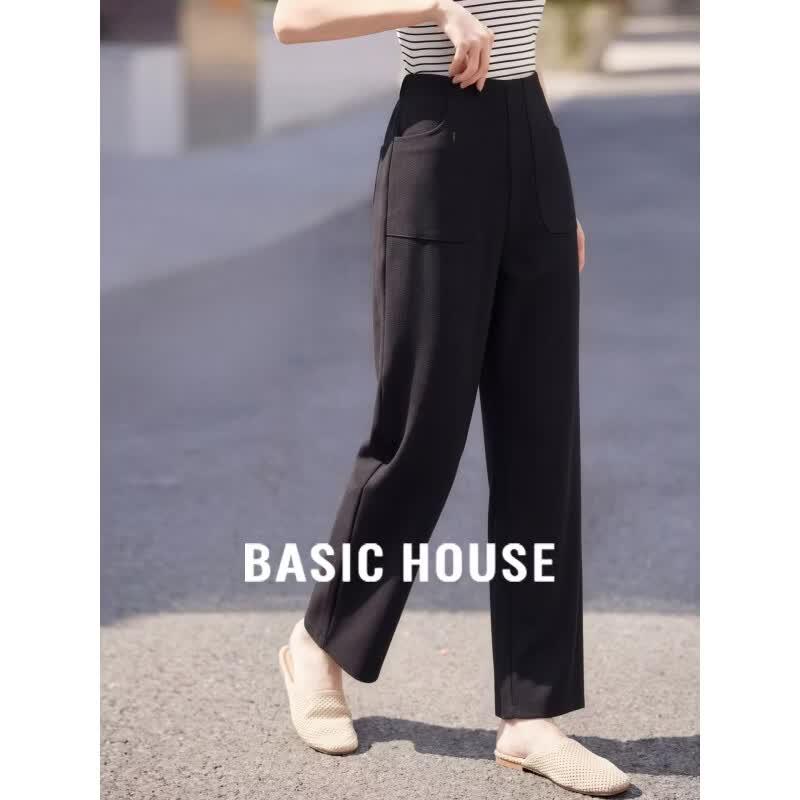 Basic House Women s Relaxed Fit Straight Suit Pants L