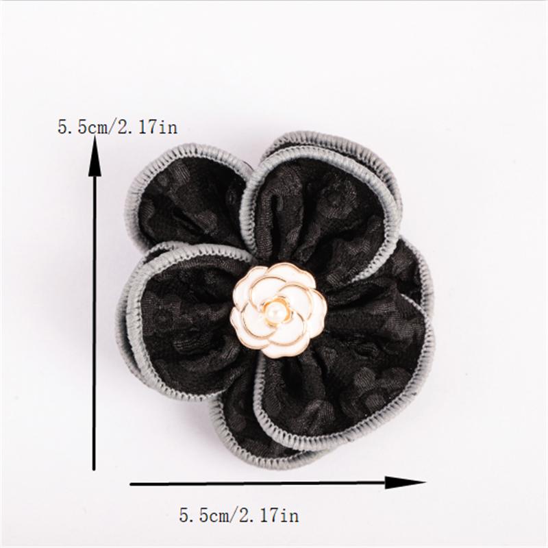 Camellia Brooch Black White Fabric Badge Mourning Funeral Corsage Pin High-End French Elegant Bag Clothes Scarf Accessory Brooch
