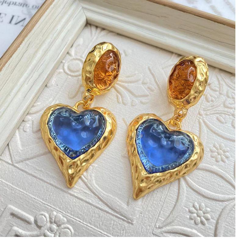 Real Gold-plated Hand-fired Lava Glazed Love Pendant Earrings, Macaron Candy-colored Earrings 925 Earrings.