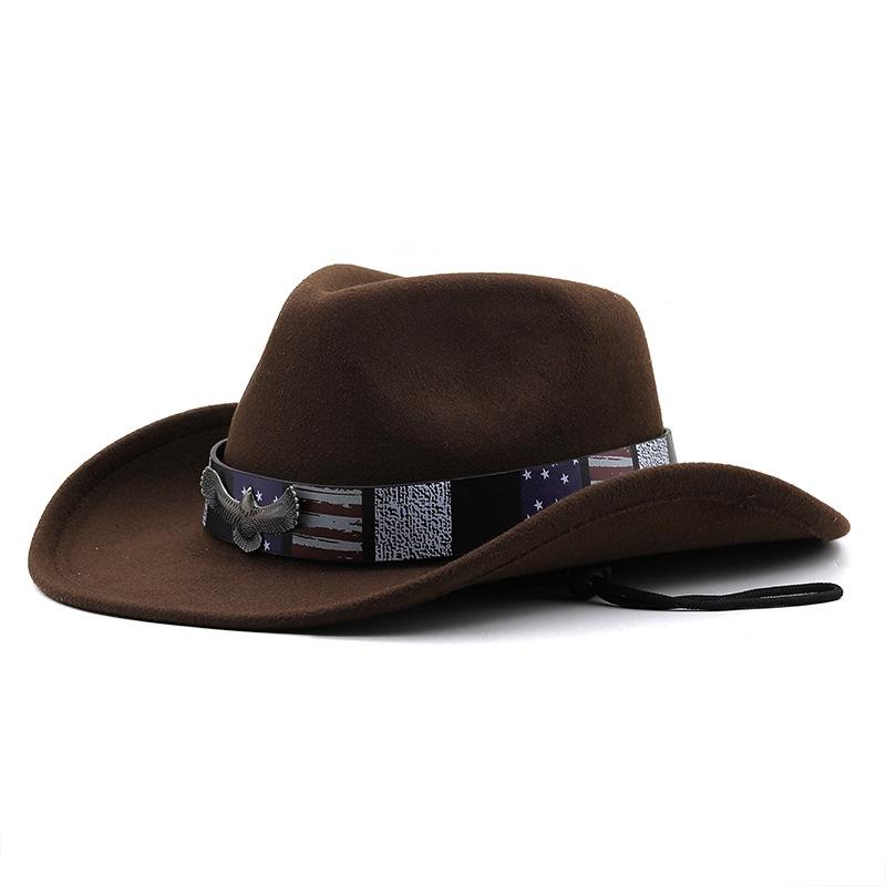 Hot-selling cowboy hat, woolen jazz top hat, men's and women's ethnic style autumn and winter felt hat, big eaves hat