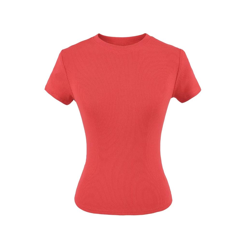 Crew Neck Short-sleeved T-shirt Women's Summer New American Spice Girl Style Basic Solid Color Slim Top