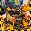 25Pcs Construction Cake Topper Excavator Tower Cupcake Topper Bulldozer Backhoe Traffic Road Sign Cake Decor Vehicles Decoration