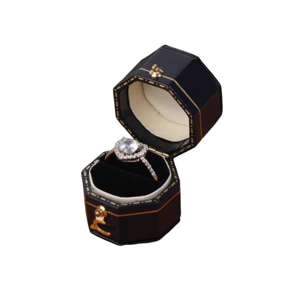 Tragbare achteckige Ohrringe Ringbox Quadratische hochwertige Schmuckvitrine Herzförmige Schmuckschatulle Hochzeit