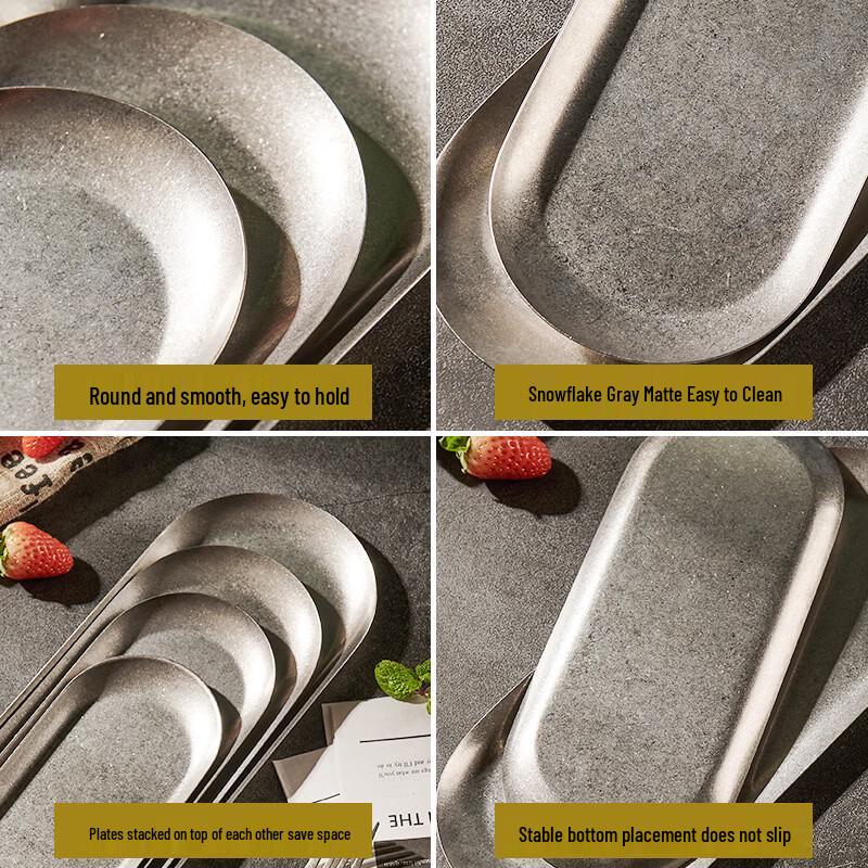 Ru Han Stainless Steel Retro Divided Oval Plate