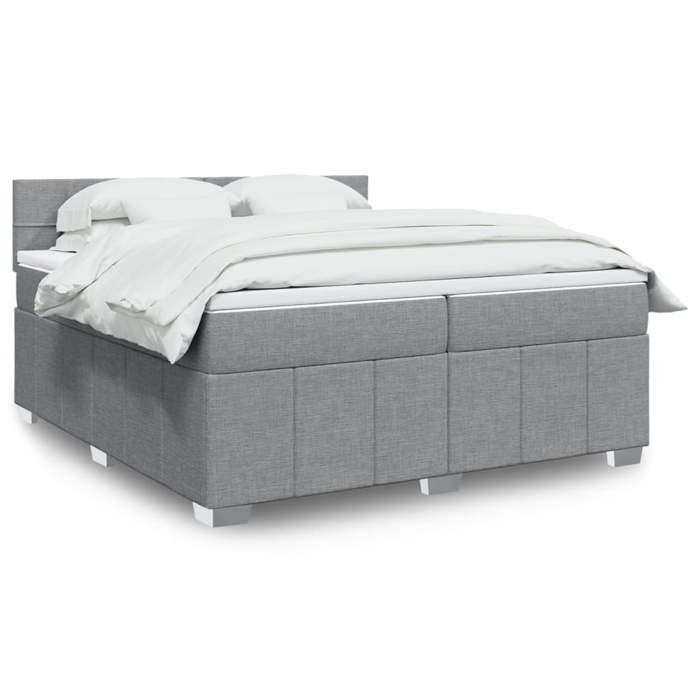 VidaXL Slat Bed Base with Mattress Light Grey 200x200cm Fabric 3287175