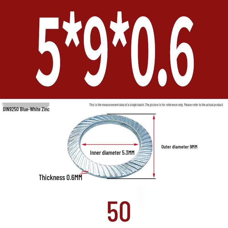 Double-Sided Serrated Lock Washer, 65Mn Steel & 304 Stainless, Anti-Loosening & Anti-Slip, Self-Locking