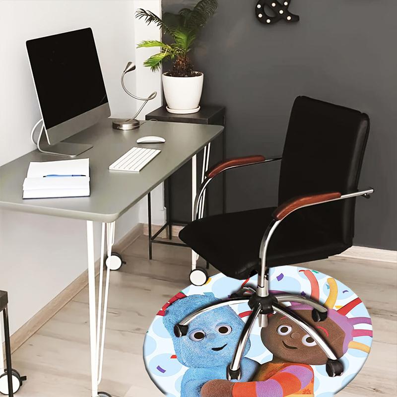 1pc Blue and Brown Characters Hugging Round carpet, Made of Polyester,Perfect for Decorating Office Chairs, Living Rooms,Vibrant Decorative Rug