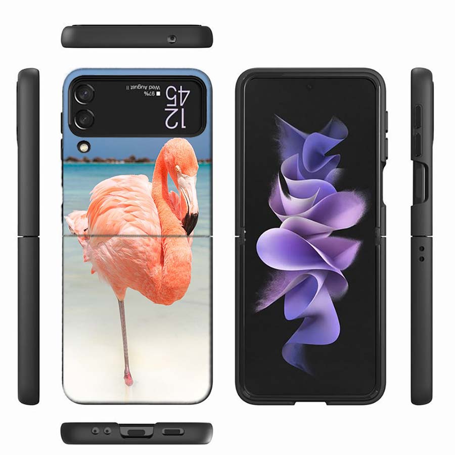 Flamingo Portrait Phone Case For Samsung Z Flip 6 7 5G Z Flip 5 Galaxy Z Flip 3 4 5G ZFlip Shockproof Hard Cover TPU PC Coque Ca