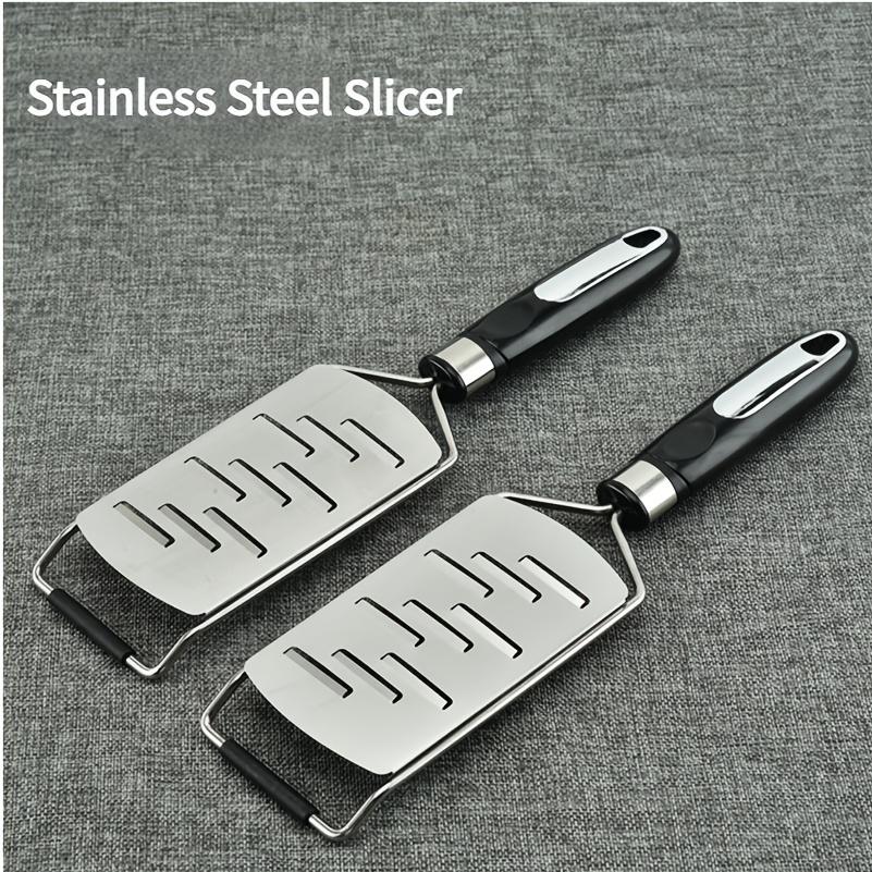 2pcs Stainless Steel Grater and Slicer Set for Vegetables, Fruits, Cheese , Includes 2 Graters with Black Handles and 2 Slicers with White Handles