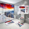 Snow Mountain Shower Curtain Set Waterproof Winter Natural Scenery Shower Curtain With Hook Non-Slip Bath Mat Toilet Lid Cover