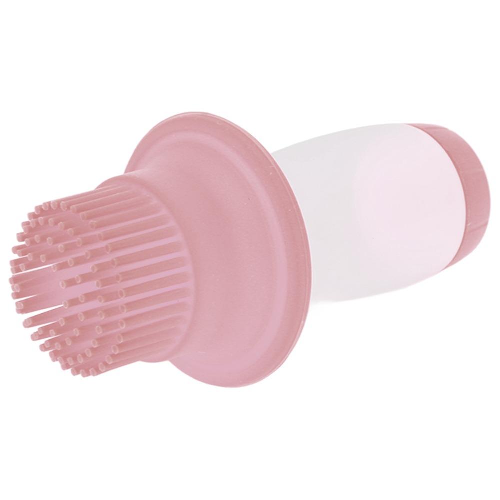 Pink Oil Brush Bottle Silicone+Plastic Lid Clear Transparent Squeeze Silicone Oil Brush  Cooking