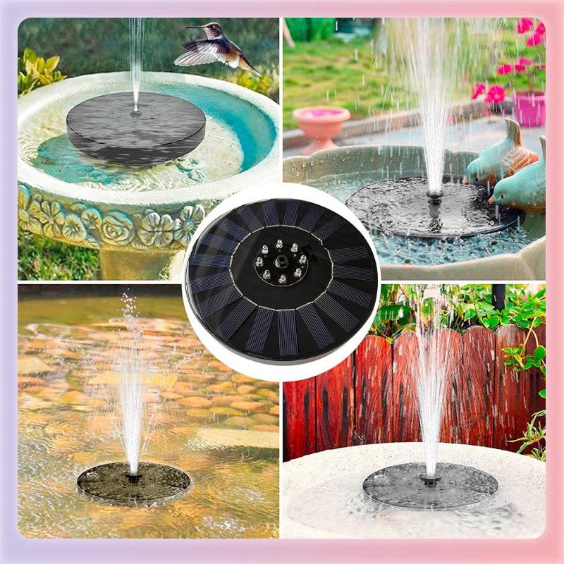 Outdoor Solar Bird Bath Fountain with Lights - Floating Garden Water Feature with Battery Storage